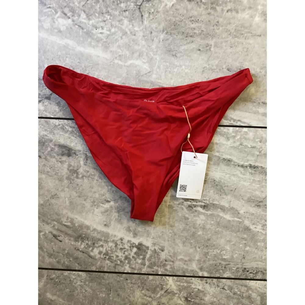 Quince Red Recycled Bikini Bottom Swimwear Size Large ATG001 NWT